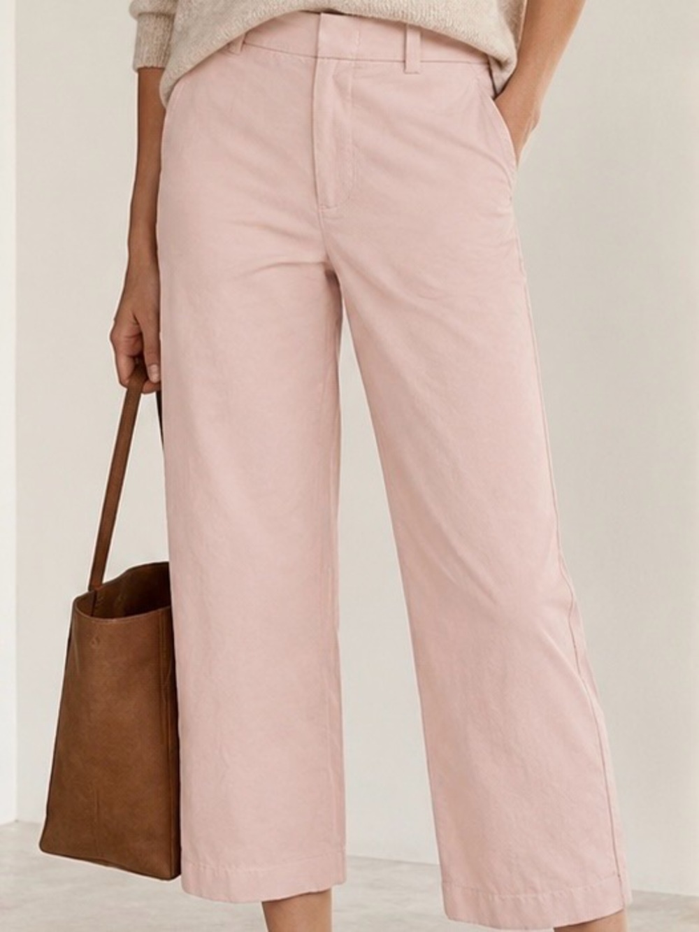 Vince Cotton Cropped Chino Pants in Baby Pink Size 8